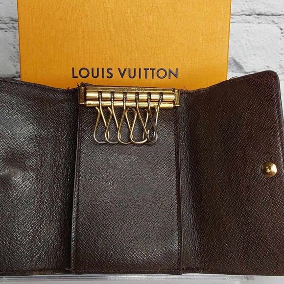 'LOUIS VUITTON' DAMIER 'EBENE'  MONOGRAM 6~RING KEY KEEPER & BOX 2-PIECE SET - Picture 12 of 16